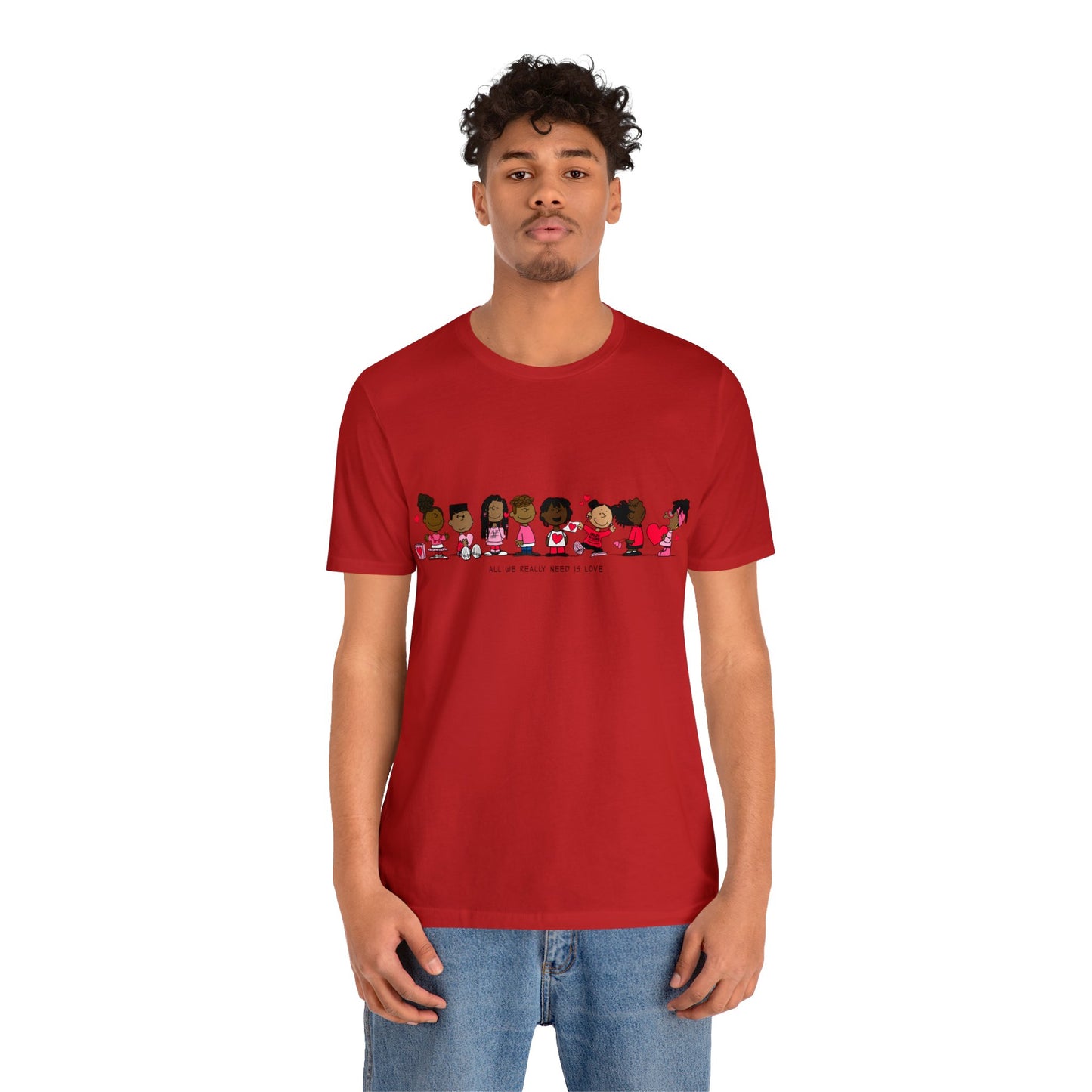 Black Charlie Brown Characters Valentine's Day Tee Shirt