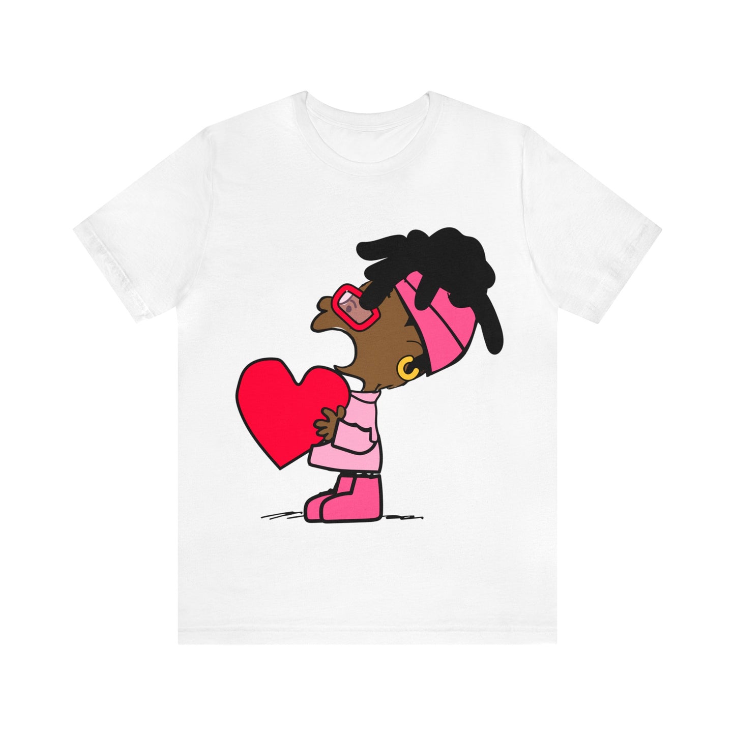 Black Charlie Brown Characters Valentine's Day Tee Shirt