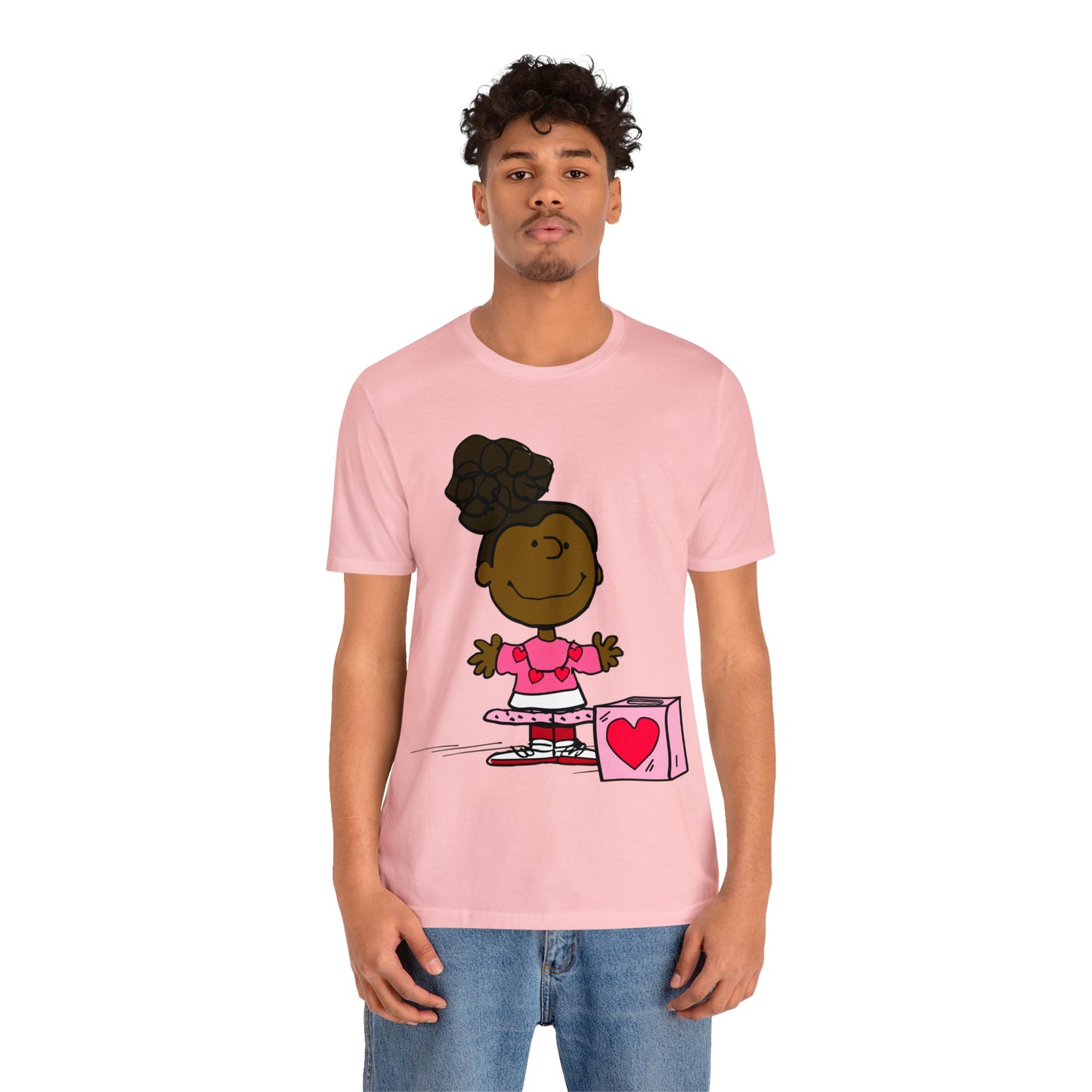 Black Charlie Brown Characters Valentine's Day Tee Shirt