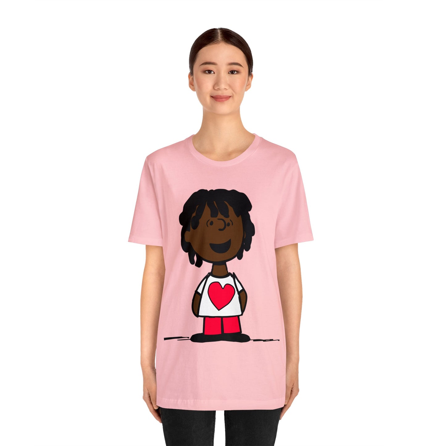 Black Charlie Brown Characters Valentine's Day Tee Shirt