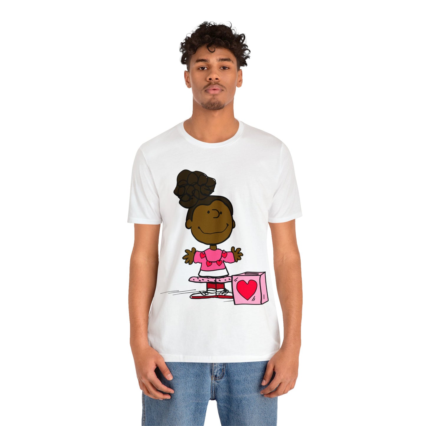 Black Charlie Brown Characters Valentine's Day Tee Shirt