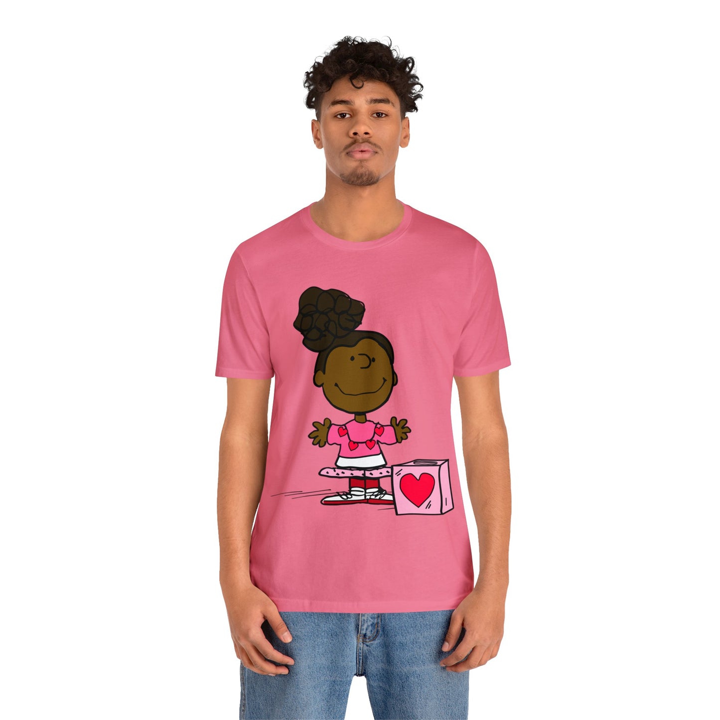 Black Charlie Brown Characters Valentine's Day Tee Shirt