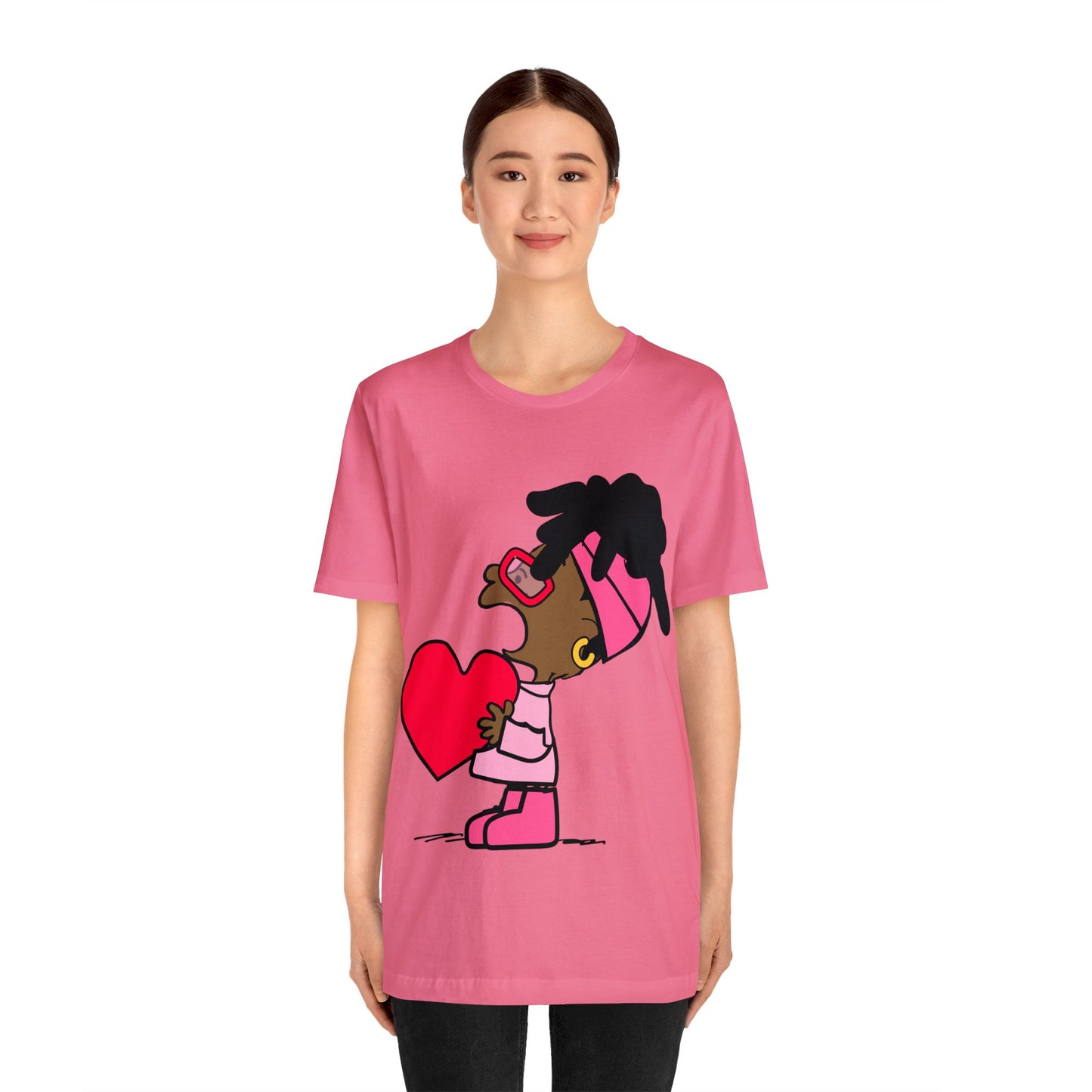 Black Charlie Brown Characters Valentine's Day Tee Shirt