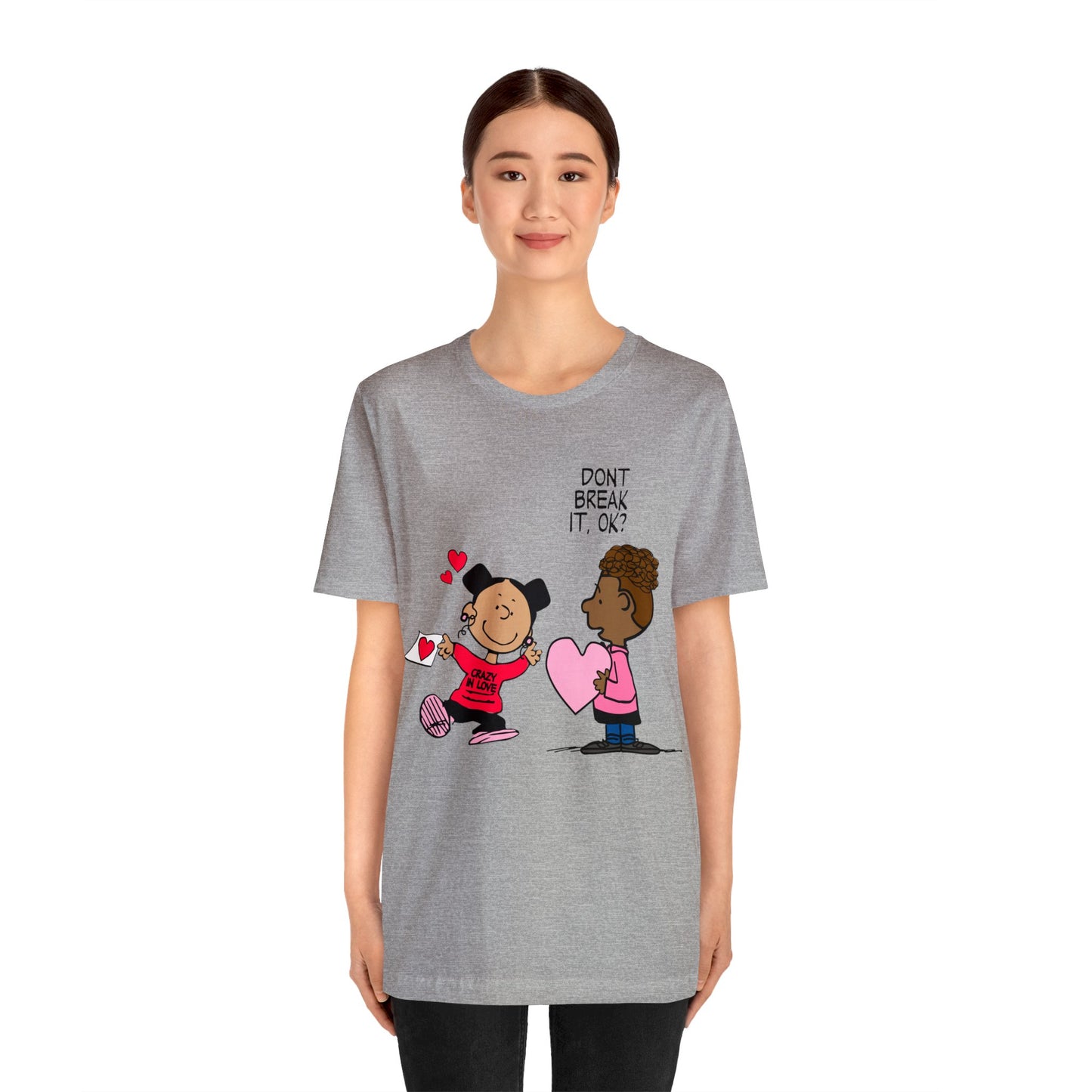 Black Charlie Brown Characters Valentine's Day Tee Shirt