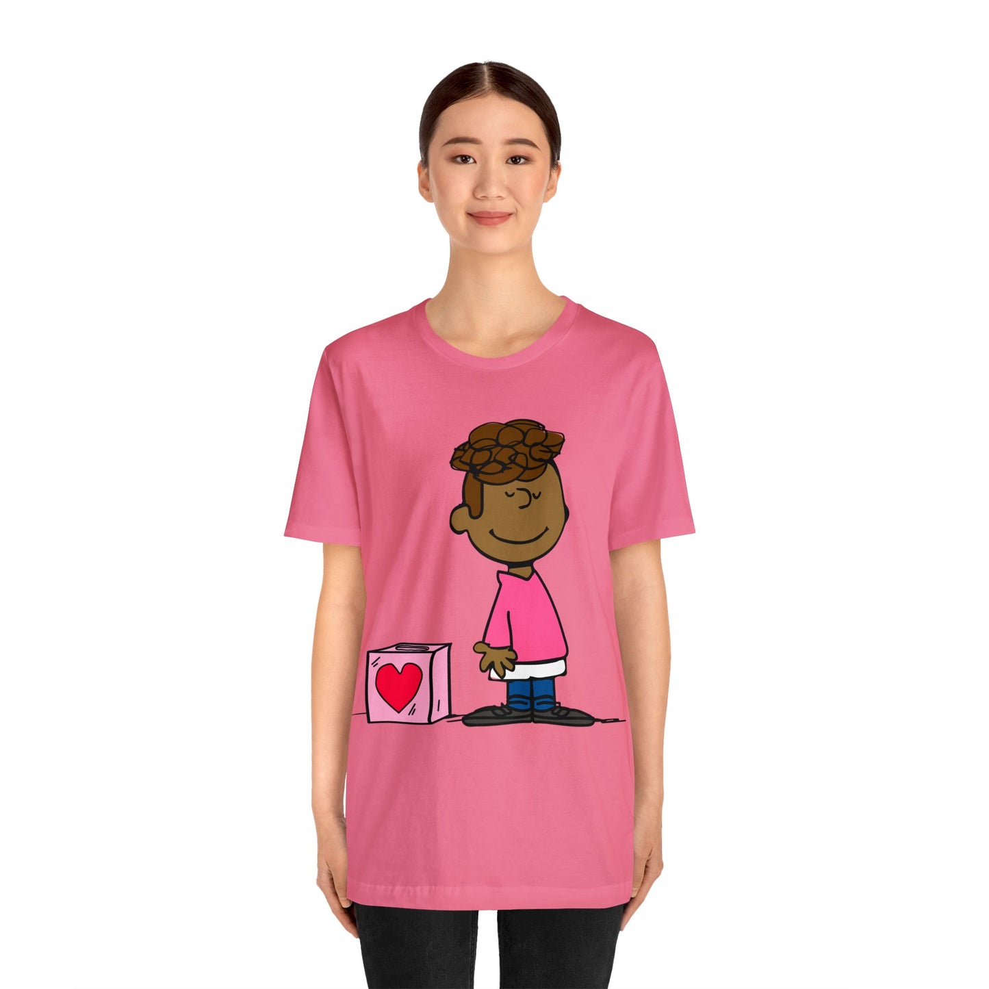 Black Charlie Brown Characters Valentine's Day Tee Shirt