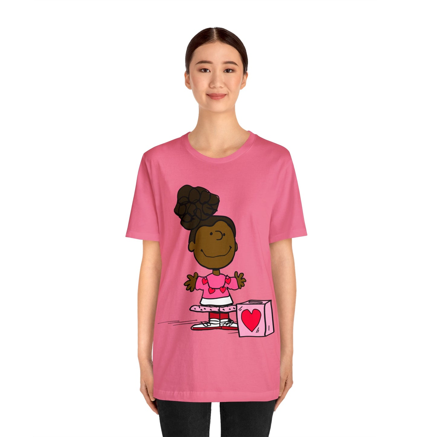 Black Charlie Brown Characters Valentine's Day Tee Shirt