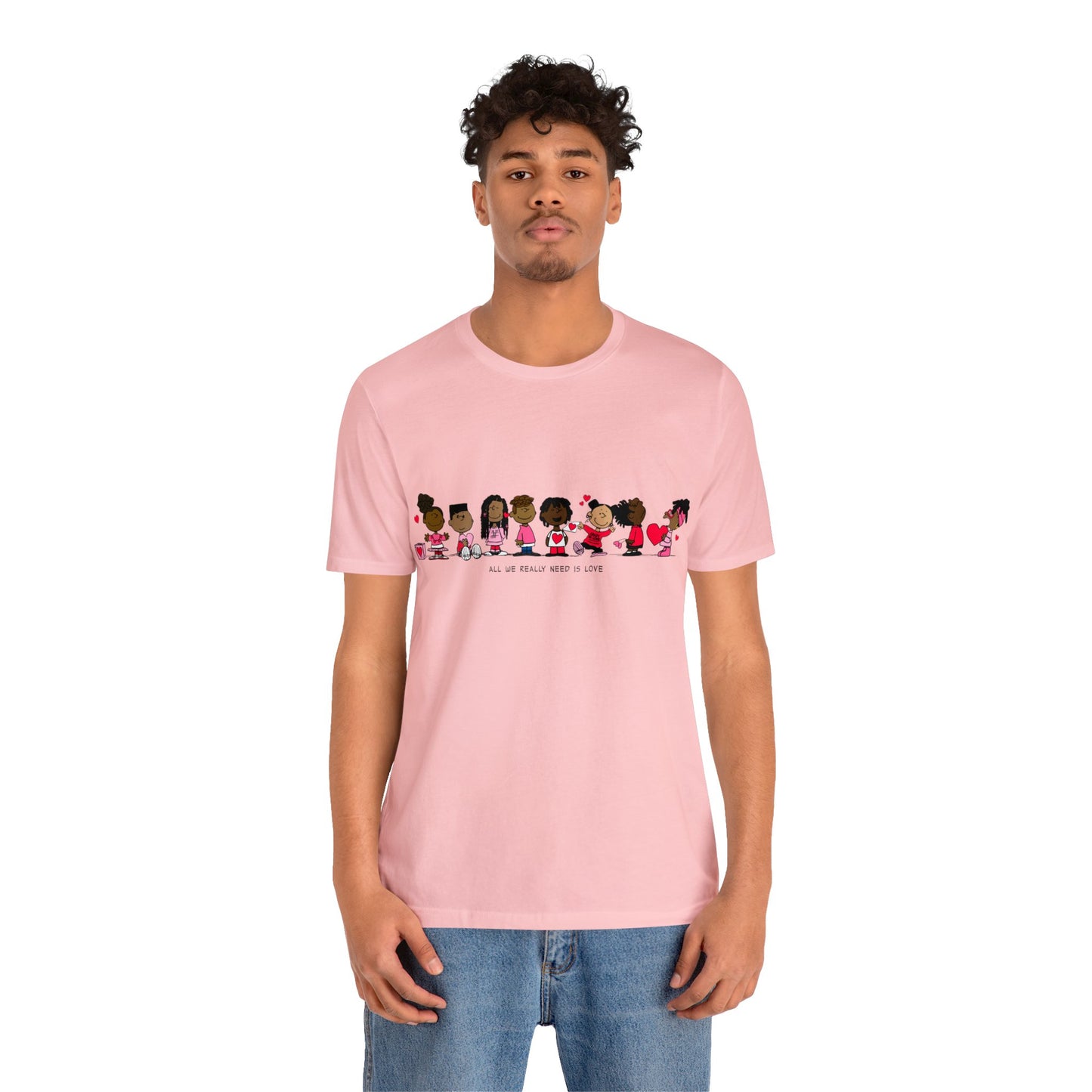 Black Charlie Brown Characters Valentine's Day Tee Shirt