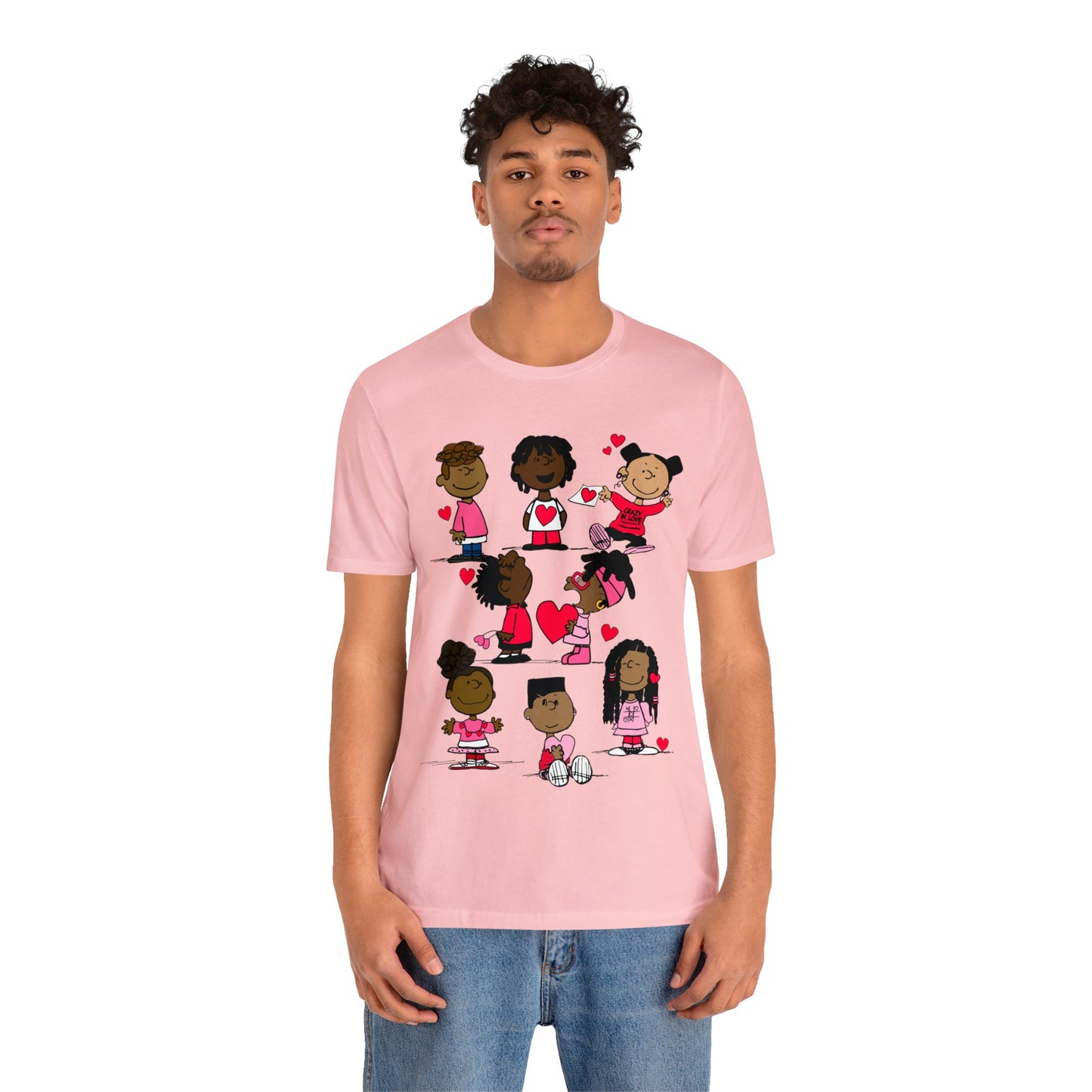 Black Charlie Brown Characters Valentine's Day Tee Shirt