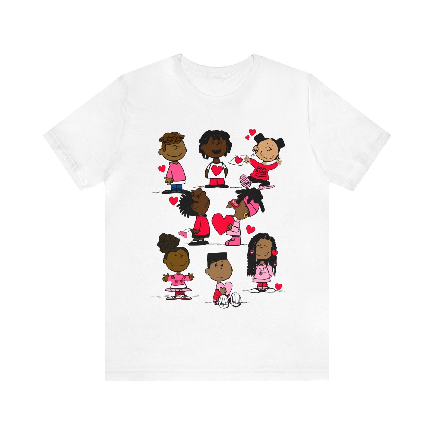 Black Charlie Brown Characters Valentine's Day Tee Shirt