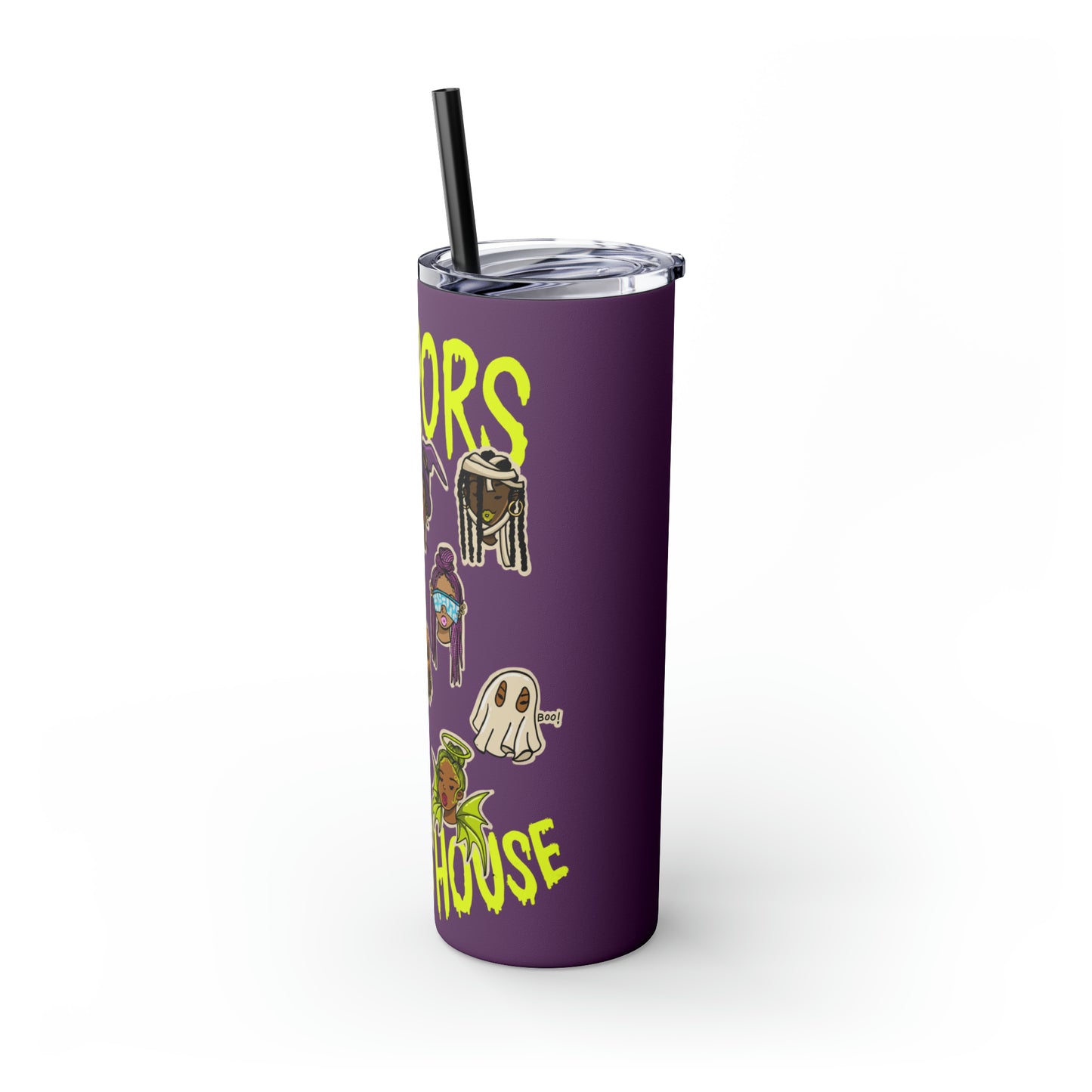 Halloween Horrors In This House Skinny Tumbler