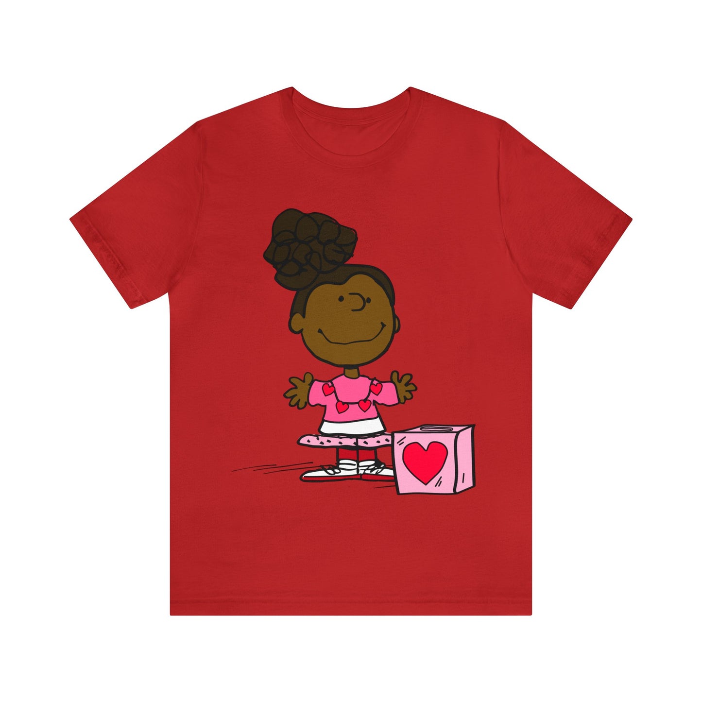 Black Charlie Brown Characters Valentine's Day Tee Shirt