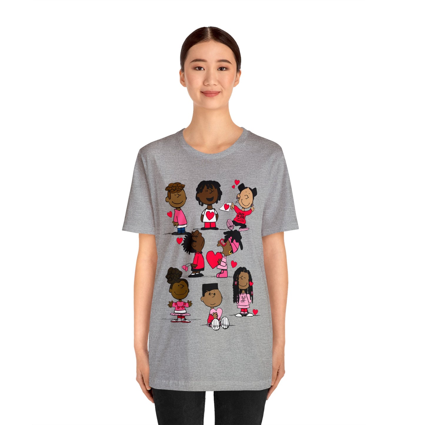 Black Charlie Brown Characters Valentine's Day Tee Shirt