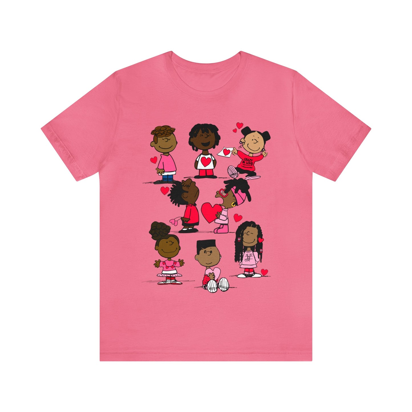 Black Charlie Brown Characters Valentine's Day Tee Shirt