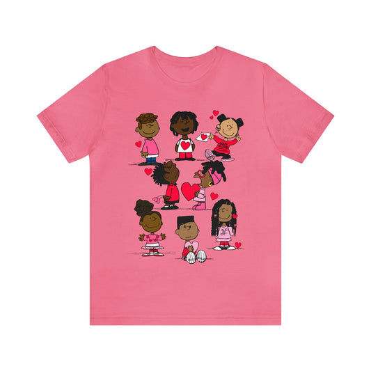 Black Charlie Brown Characters Valentine's Day Tee Shirt