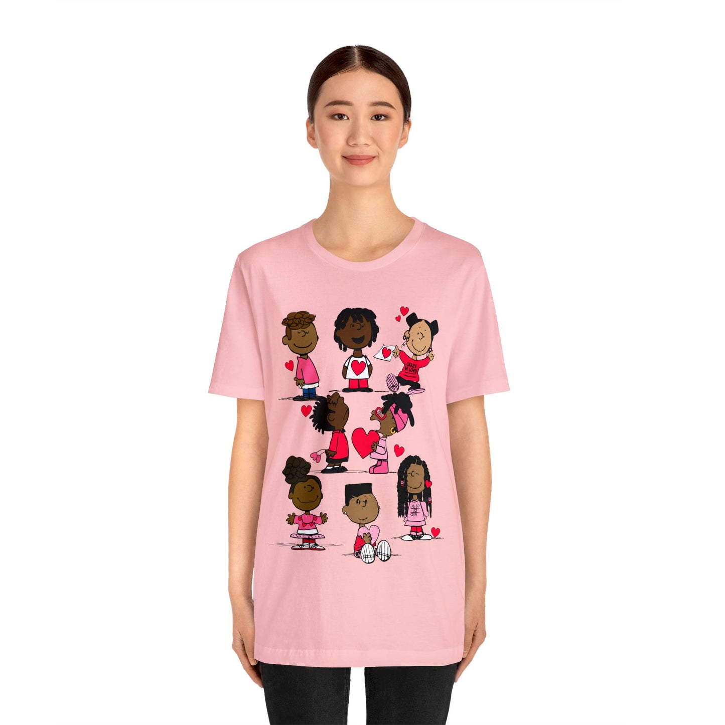 Black Charlie Brown Characters Valentine's Day Tee Shirt