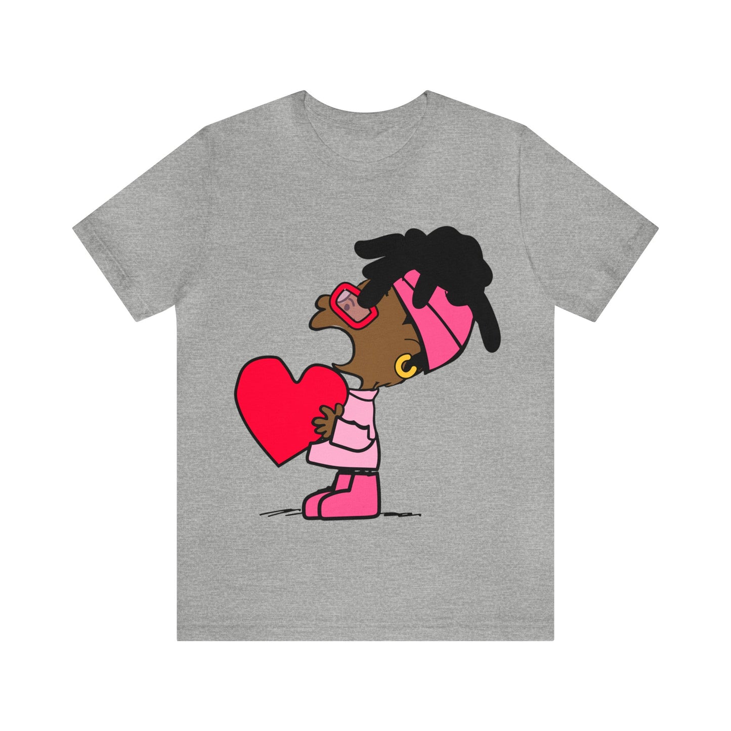 Black Charlie Brown Characters Valentine's Day Tee Shirt