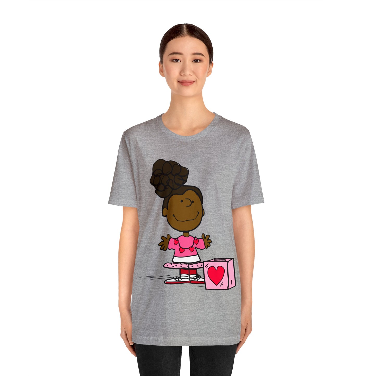 Black Charlie Brown Characters Valentine's Day Tee Shirt