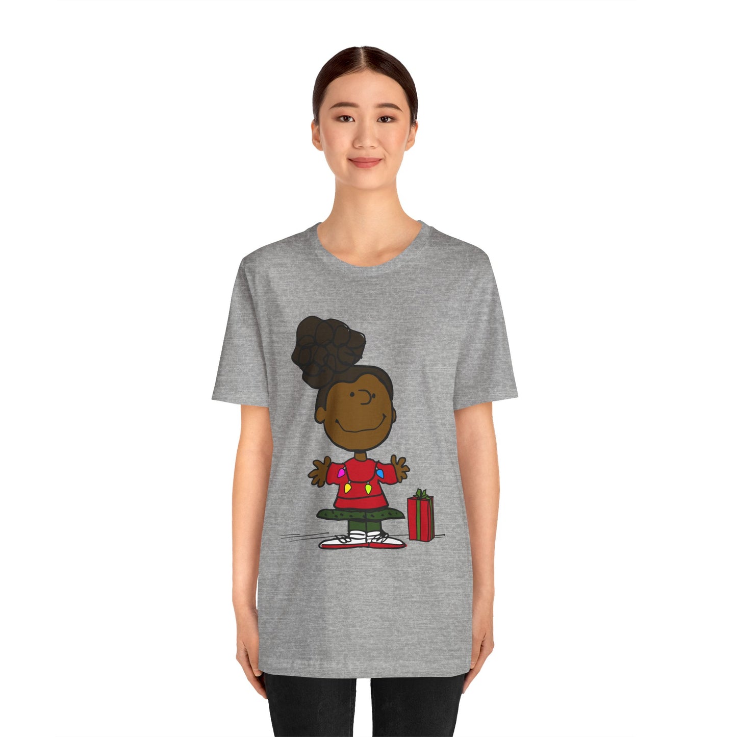 Black Charlie Brown Characters Christmas Tee Shirt