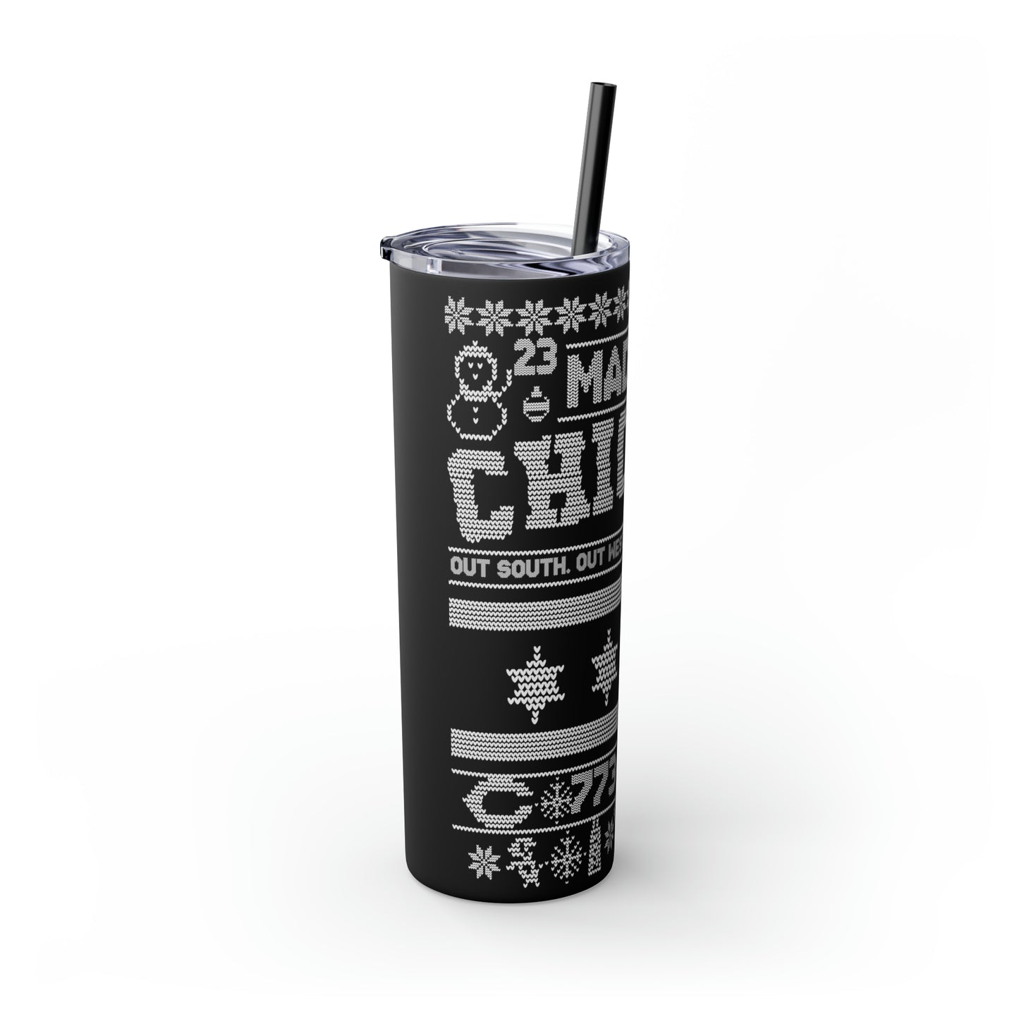 Chicago Christmas Sweater Tumbler, Chicago Tumbler, Chicago Flag Skinny Tumbler, Chicago Skyline, 20oz Skinny Tumbler, Chicago Gifts,