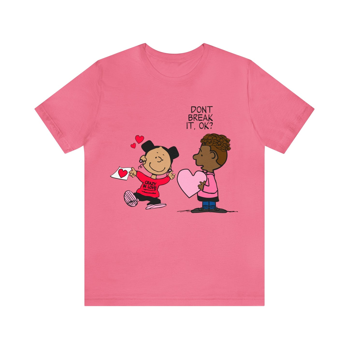 Black Charlie Brown Characters Valentine's Day Tee Shirt