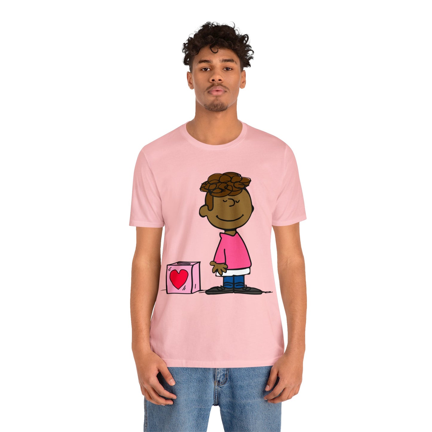 Black Charlie Brown Characters Valentine's Day Tee Shirt