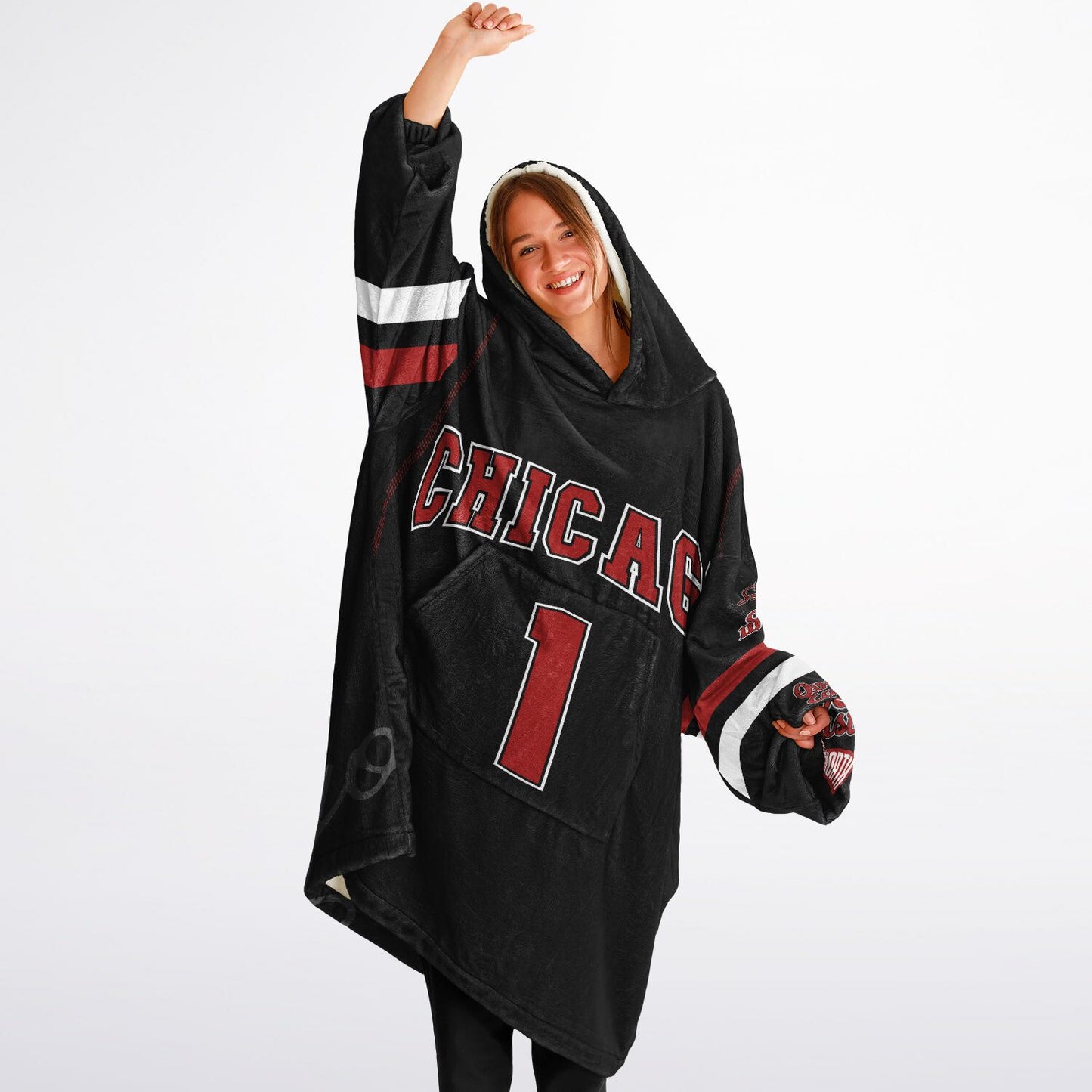 Chicago Hoodie Blanket Black copy