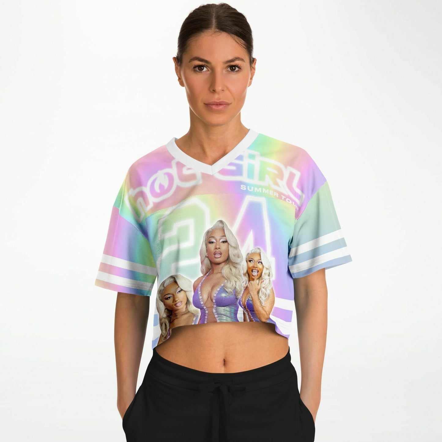 Hot Girl Summer Tour Cropped Football Jersey - AOP