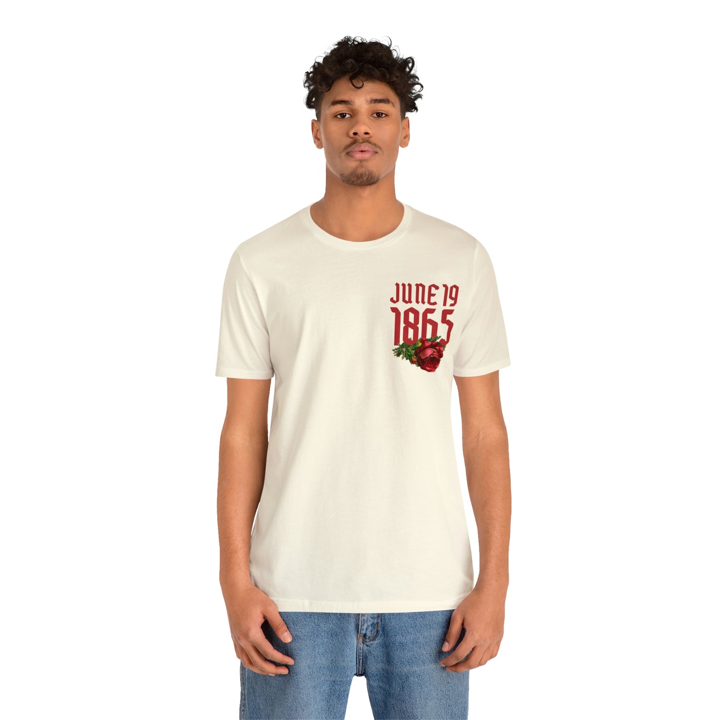 Red Text Juneteenth Unisex Jersey Short Sleeve Tee