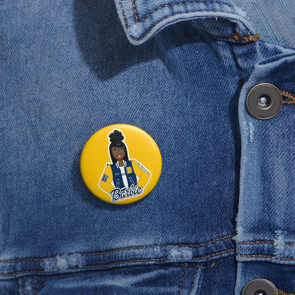 HBCU Barbie Navy & Gold Custom Pin Buttons