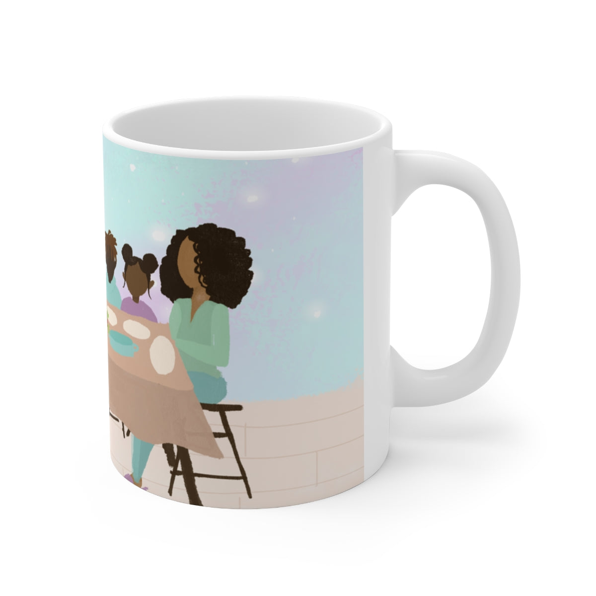 Black People Christmas Holiday Dinner Mug - Santa Cup - African American - Black Woman Art - Brown Skin Men - December 25th - Winter Season