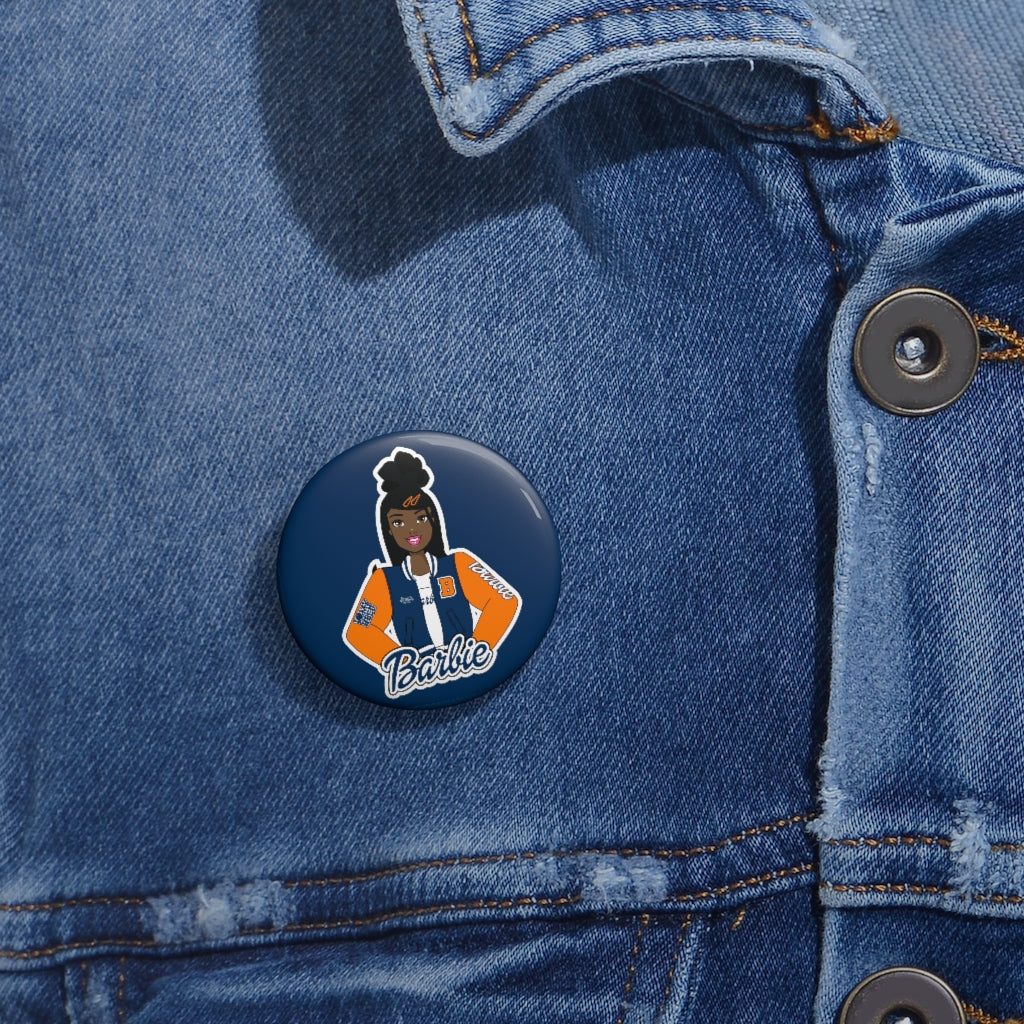 HBCU Barbie Orange & Navy Custom Pin Buttons