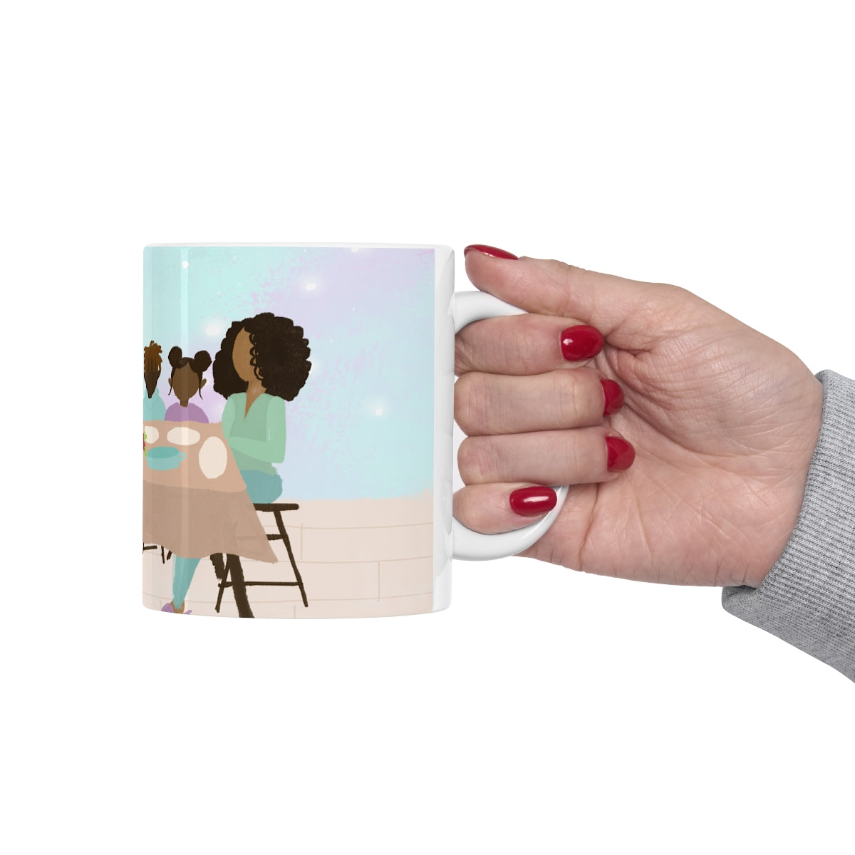 Black People Christmas Holiday Dinner Mug - Santa Cup - African American - Black Woman Art - Brown Skin Men - December 25th - Winter Season