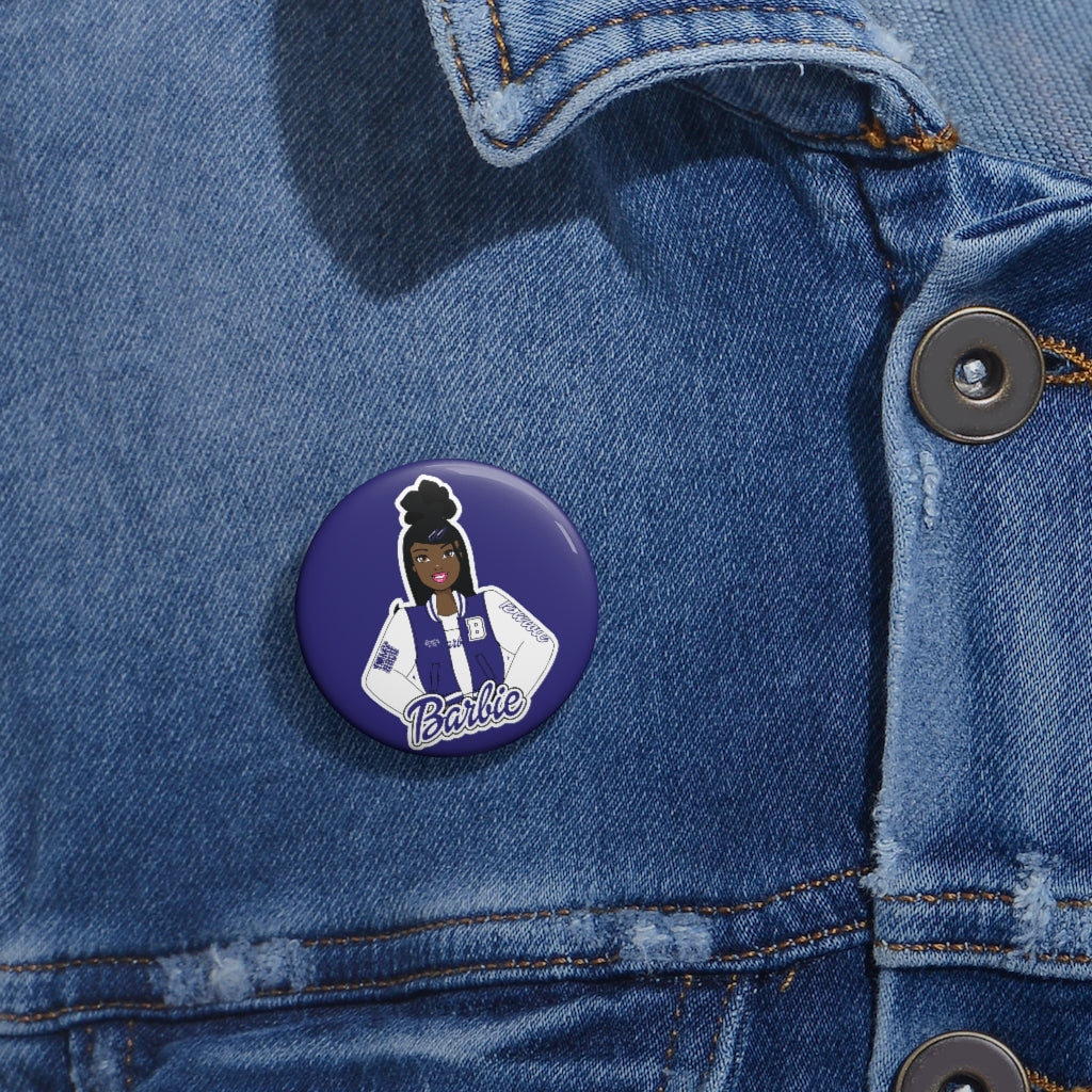 HBCU Barbie White & Purple Custom Pin Buttons