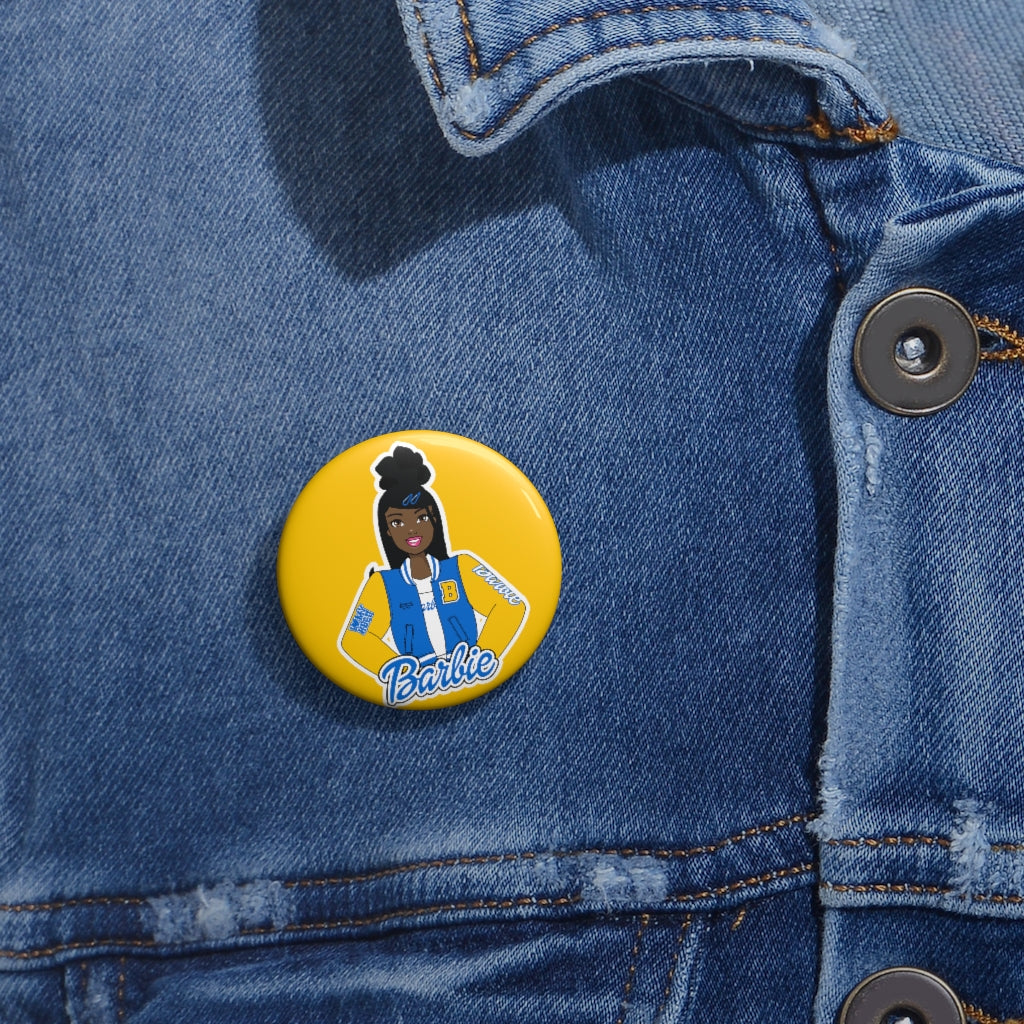 HBCU Barbie Yellow & Blue Custom Pin Buttons