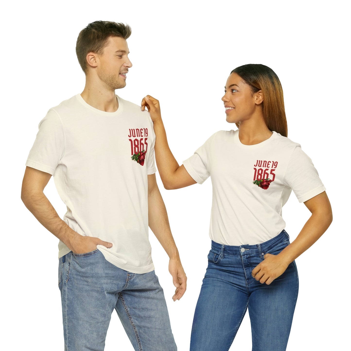 Red Text Juneteenth Unisex Jersey Short Sleeve Tee