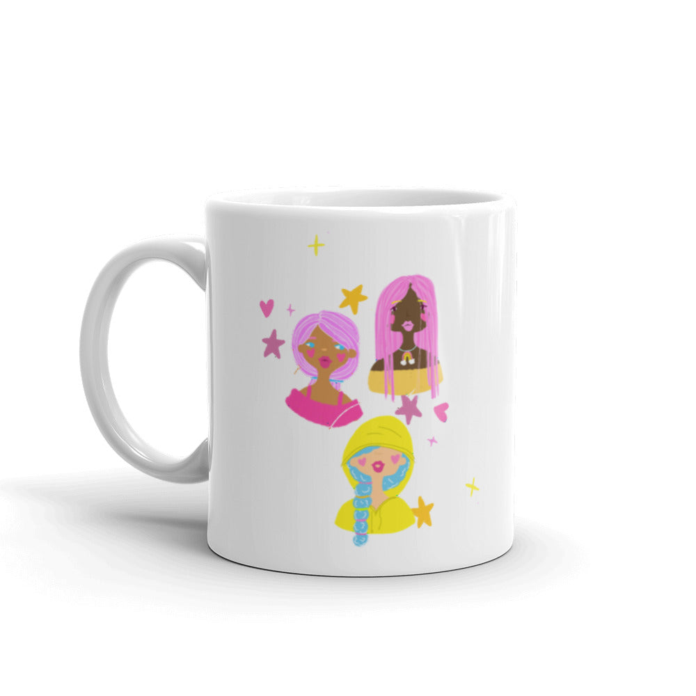 Colorful Black Girls White glossy mug