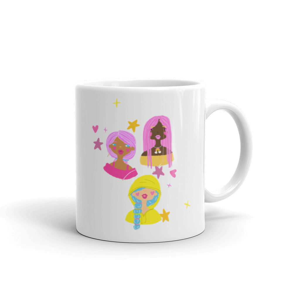 Colorful Black Girls White glossy mug