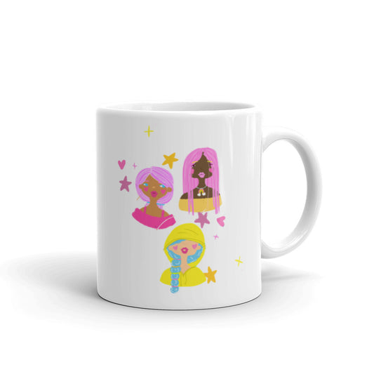 Colorful Black Girls White glossy mug