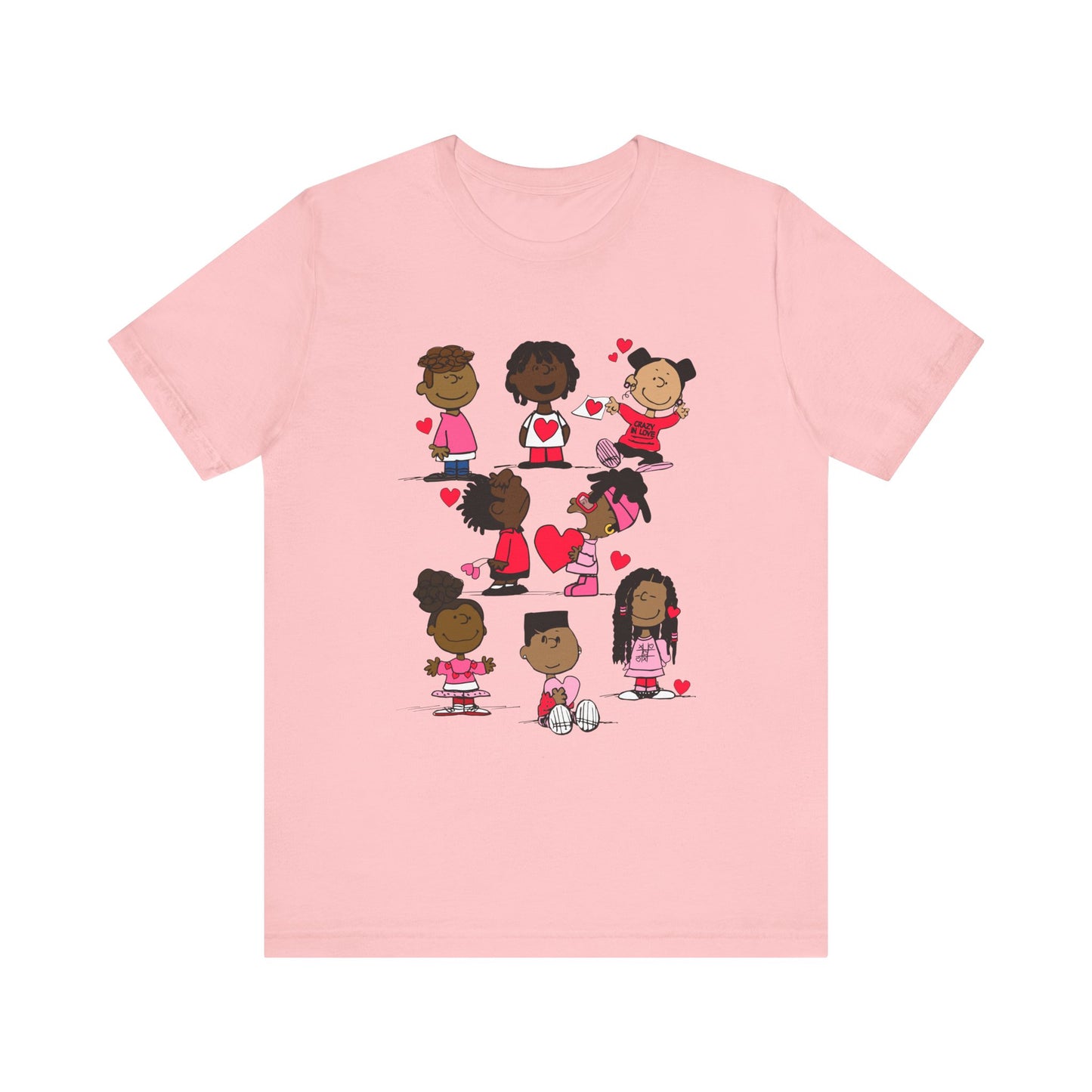 Black Charlie Brown Characters Valentine's Day Tee Shirt