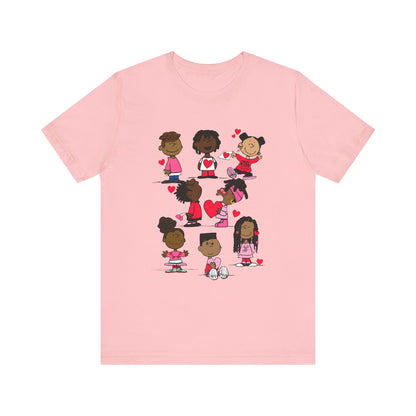 Black Charlie Brown Characters Valentine's Day Tee Shirt