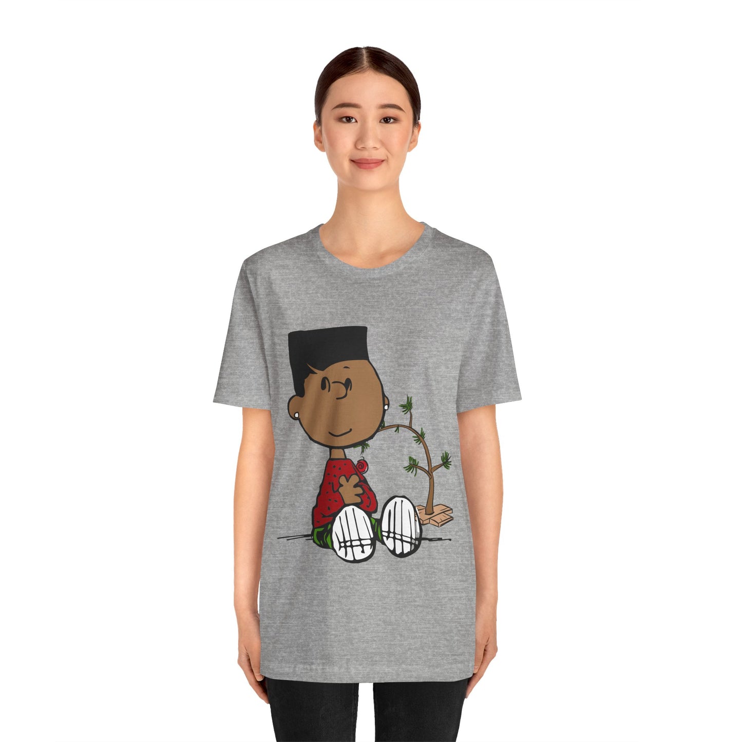 Black Charlie Brown Characters Christmas Tee Shirt