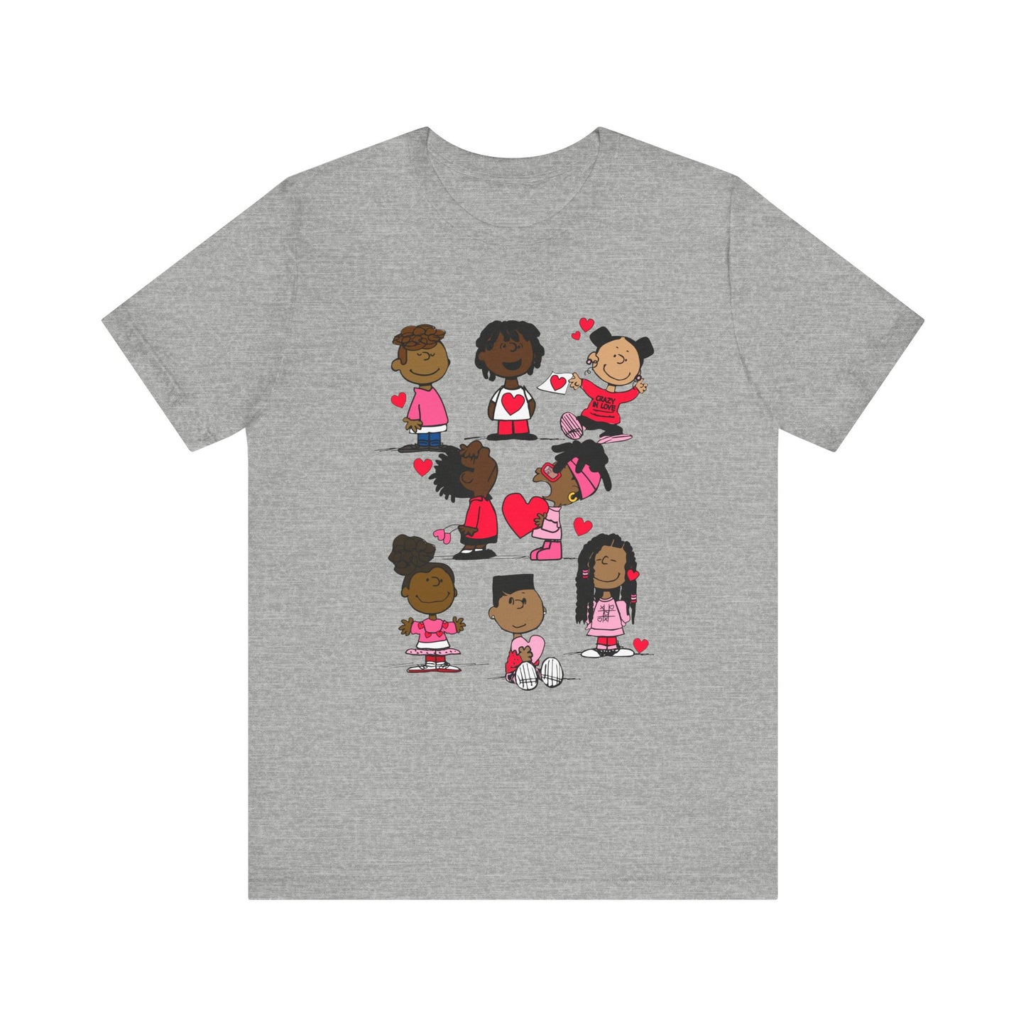 Black Charlie Brown Characters Valentine's Day Tee Shirt