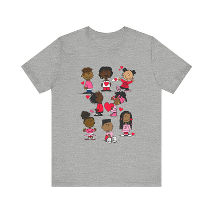 Black Charlie Brown Characters Valentine's Day Tee Shirt