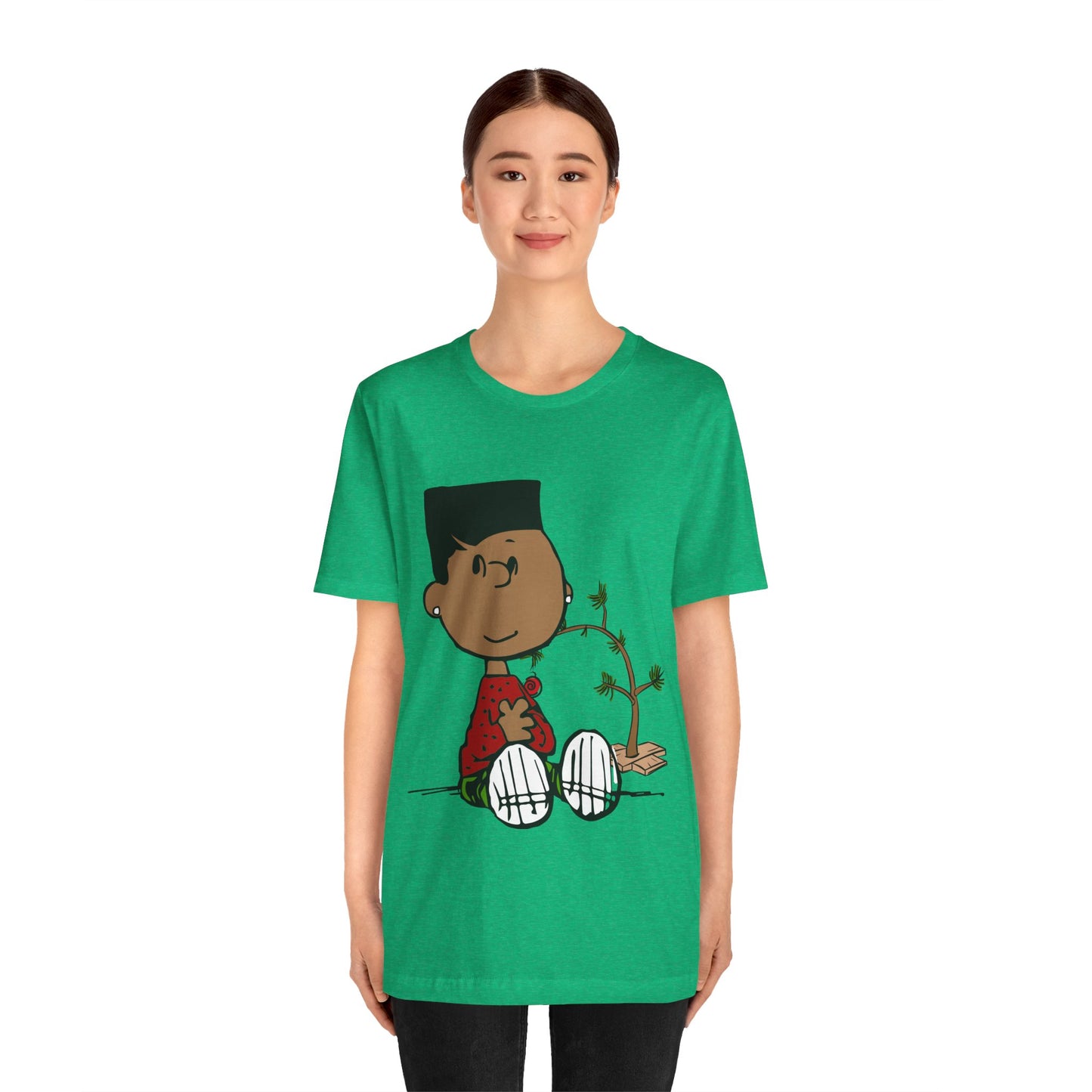 Black Charlie Brown Characters Christmas Tee Shirt