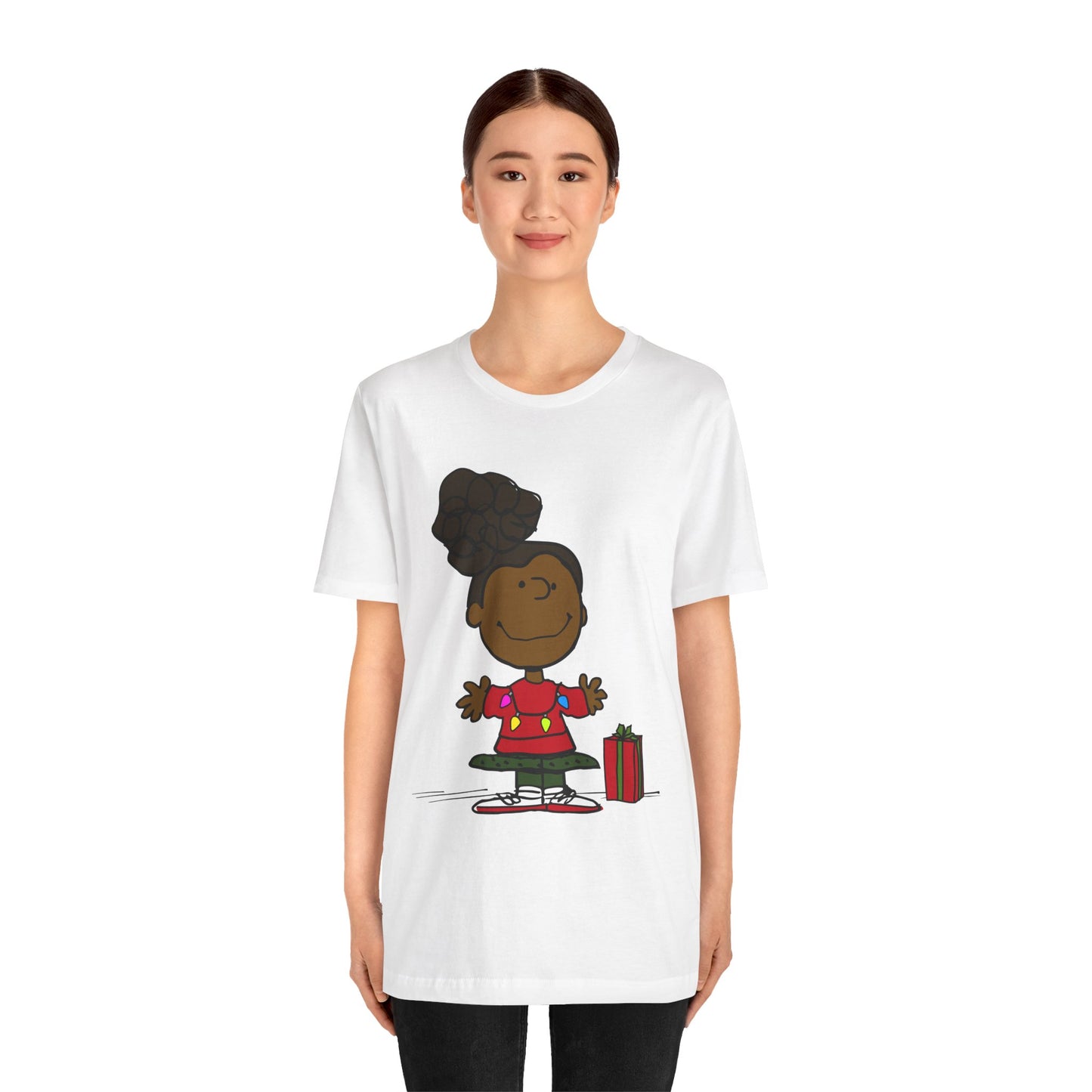 Black Charlie Brown Characters Christmas Tee Shirt