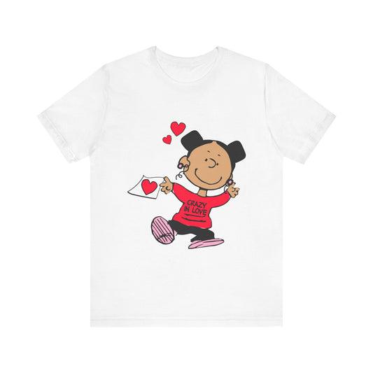 Black Charlie Brown Characters Valentine's Day Tee Shirt