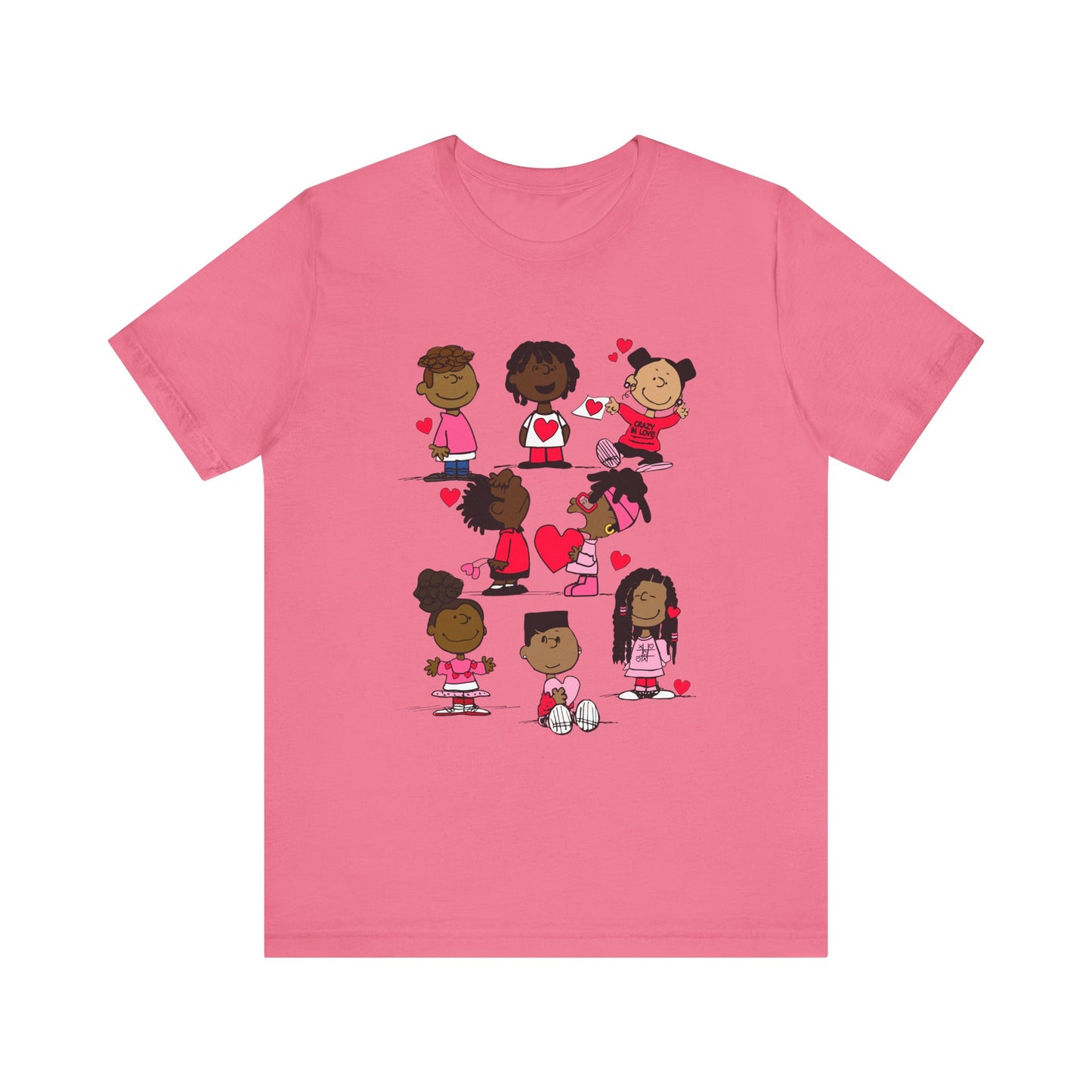 Black Charlie Brown Characters Valentine's Day Tee Shirt