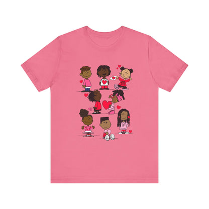 Black Charlie Brown Characters Valentine's Day Tee Shirt