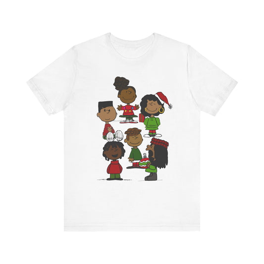 Black Charlie Brown Characters Christmas Tee Shirt