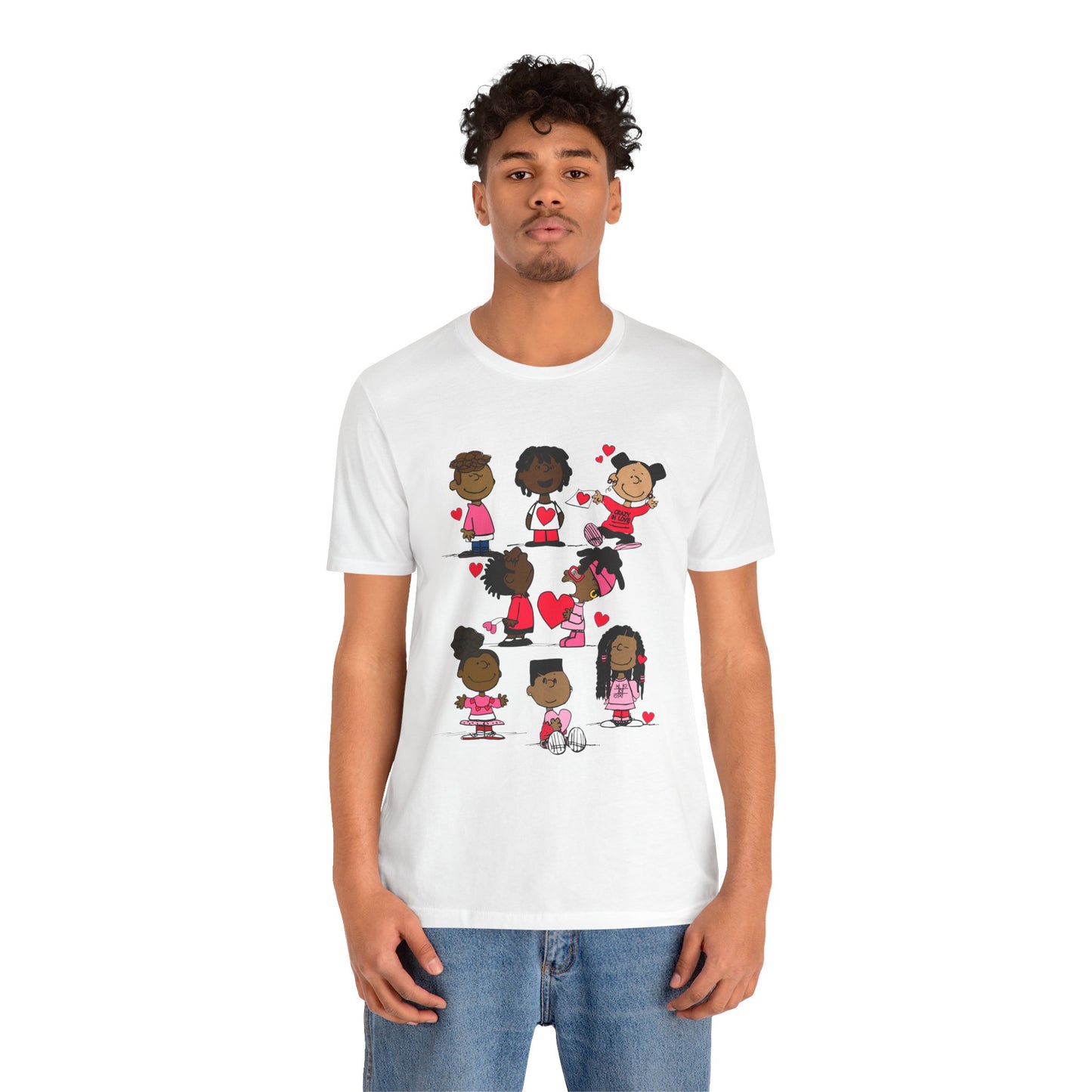 Black Charlie Brown Characters Valentine's Day Tee Shirt